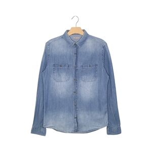 Cape Juby Washed Blue Denim Long Sleeve Button-Down Shirt